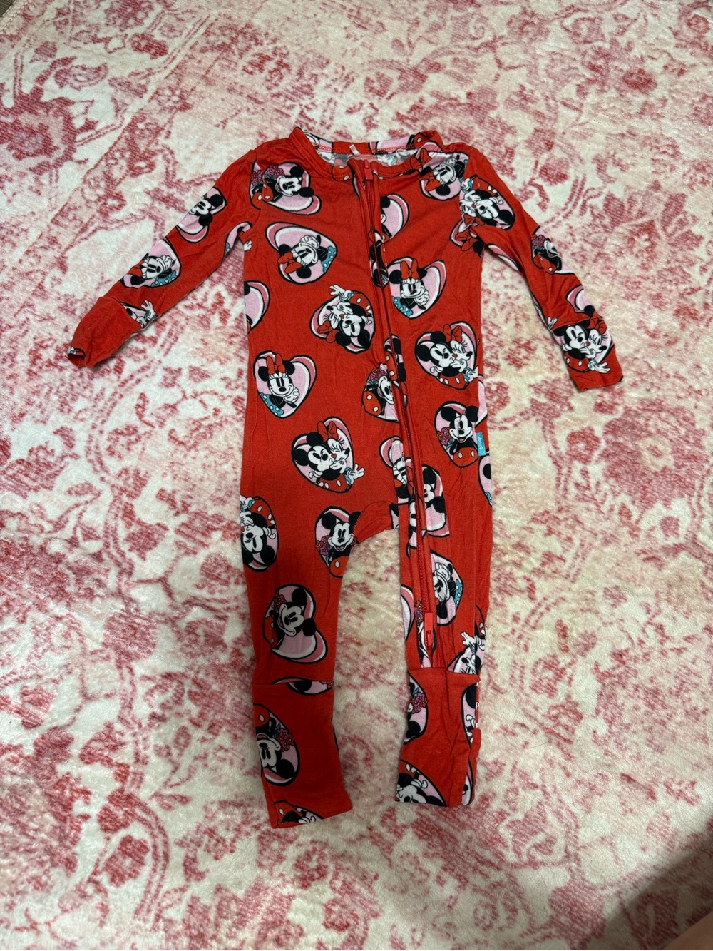 Disney Posh Peanut Red Minnie Mouse Heart Print One-Piece Sleeper